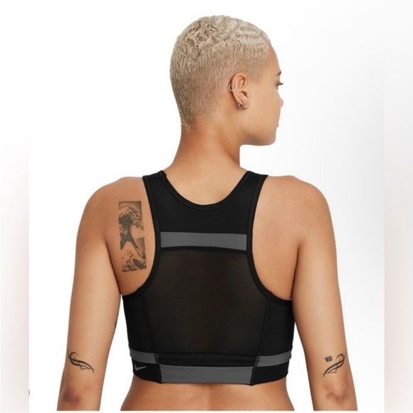 Nike Drifit Swoosh Run Divisions Medium support Sports Bra DD1101-010 Black Grey - Picture 6 of 13